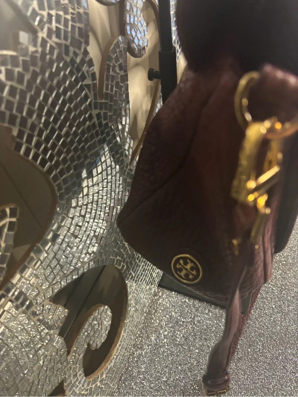 💕Tory Burch Textured Burgundy Leather Satchel Crossbody